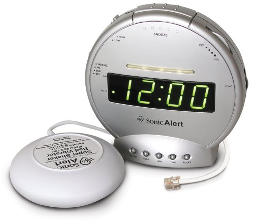 Sonic Alert SBT425ss Sonic Boom Loud Vibrating Alarm Clock with Telephone Signaler