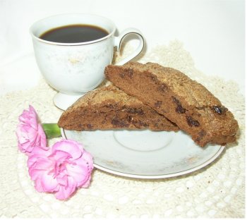 8 pieces Milk Chocolate frosted CHOCOLATE CHERRY ALMOND Biscotti by Peggy
