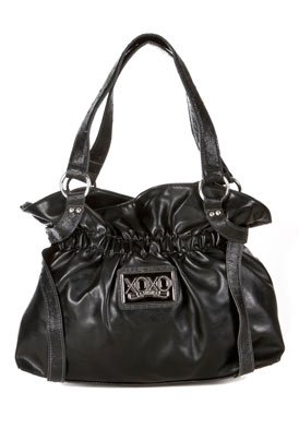 Emotion Vinyl Black Faux Leather Shoulder Bag: Black Shoulder Bag