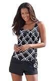 Woman Within Plus Size Side-tie blouson 2-pc. skort swimsuit by Swim365