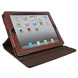 Rotating Leather Stand Case Cover for Apple iPad 2 and bonus MiniSuit LCD cleaner-Brown