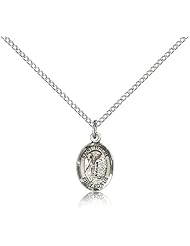 .925 Sterling Silver Saint St. Fiacre Medal Pendant 1/2 x 1/4 Inches Gardners-9298- Comes with a .925 Sterling Silver Lite Curb Chain Neckace And a Black velvet Box