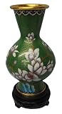 Chinese cloisonne copper body enameled vase, base included, 8"H