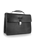 Piquadro Modus - Black Calfskin Triple Gusset 15Laptop Briefcase