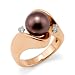 Chocolate Tahitian Pearl Ring with Diamonds in 14K Rose Gold