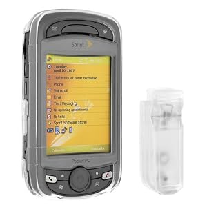 HTC Sprint Mogul, Verizon XV6800, Alltel PPC6800, Qwest Mogul Smartphone Accessory Bundle - Rapid Car Charger + Transparent Clear Crystal Snap On Case with Belt Clip + Premium Reusable Screen Protector with Lint Cleaning Cloth By Ikross