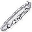 White Gold Hollow Ladies Bangle with X Design