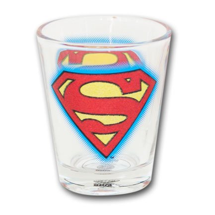Superman Glitter Logo Shot Glass