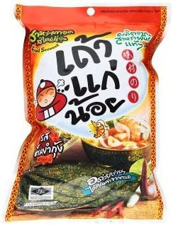 3 Tao Kae Noi Thai Crispy Seaweed Snack Tom Yum Flavor Product of Thailand