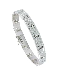 sterling Silver stampato Greek Key Chain 18 in. Link Necklace (Also Available in 16"), 5/16 in. (8mm) wide