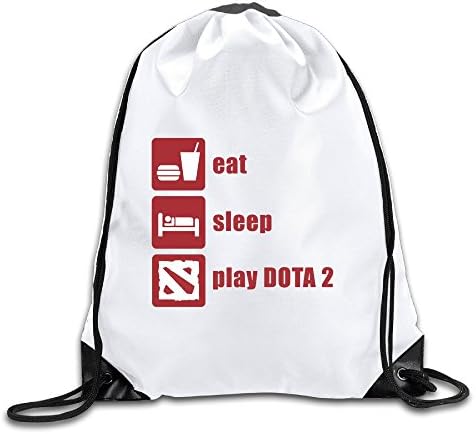 YUYU23 Eat Sleep Dota Play Dota2 Unisex Travel School Team Shopping Drawstring Shoulder Bag With Strengthened Grommet