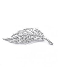 Bling Jewelry Classic Sterling Silver CZ Nature Leaf Pin/Brooch