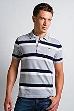 Short Sleeve Wide Spaced Pique Stripe Polo With Embroidered Logo