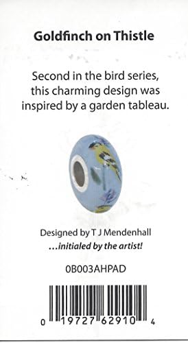 Fenton Art Glass Goldfinch on Thistle - Handmade Lampwork Glass USA Made