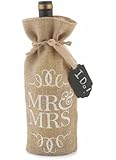 Mud Pie Mr. and Mrs. Burlap Wine Bag