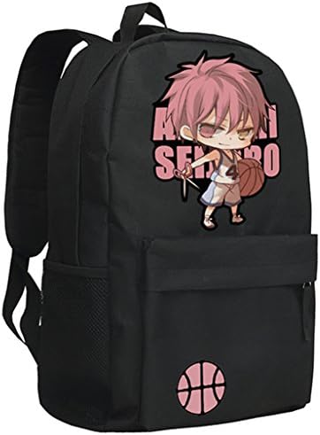 Cc Anime Kuroko No Basuke Print Schoolbag Canvas Black Shoulders Backpack (Akashi Seijuro Red)