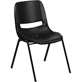 Flash Furniture HERCULES Series 880 lb. Capacity Black Ergonomic Shell Stack Chair