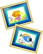 Innovative Aquatic Fish Decorative Picture with Natural Wood Frame