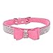BONAWEN Crystal Rhinestone Dog Collar Bow Tie,Sparkly Diamond Puppy Collars for Medium,Small,Extra Small Dogs Boy Girl(Pink,XS)