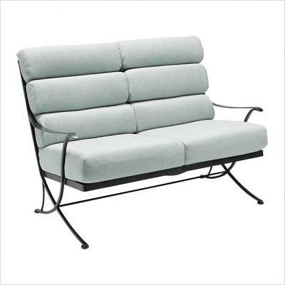 Alexa Loveseat with Cushions Finish: Aged Green, Fabric: Denver - Scarlett