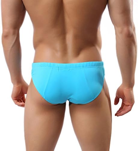 Men's Sexy Swimwear Briefs Drawstring Athletic Swim Briefs Bikini Swimsuit (Medium, Cyan)