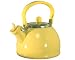 Calypso Basics 2.2-Quart Enamel-on-Steel Whistling Teakettle with Glass Lid, Lemon