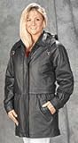 Ladies Hooded 3/4 Length Leather Coat