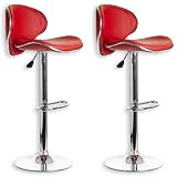 Lot de 2 tabourets de bar LOUNGE simili cuir rouge