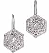 Platinum Diamond Filigree Lever Back Earrings