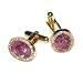 GOLD-Colored Men's Cuff Links. Cherry Quartz Stones Cufflinks.