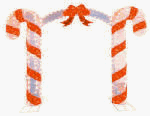 3D Mesh Candy Cane Archway With Red Bow, 84 Inch