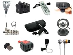 Ultimate Laptop Notebook Netbook 11 Piece Accessory Bundle Kit - USB 2LED Notebook Light + 3-Port USB Hub w/ Card Reader + PC Remote w/ IR Receiver + USB Finger Mouse + Notebook Security Combo Lock + Presentation Pointer w/ Pouch + USB Webcam w/ 6LED Night Vision + Bluetooth 2.0 Adapter + Universal 75w Power Inverter + Flexible Microphone + Sound Isolating Earbud Earphones