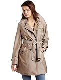 IMAGE OF Ak Anne Klein Womens Double-Breasted Basic Trench,Mushroom,X-Large