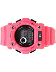 Unisex Functional Digital LED Day Date Alarm Rubber Sports Wrist Watch Pink
