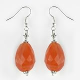 EXP Handmade Faceted Carnelian Agate & Silver Dangle Earrings