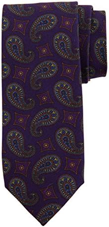 Robert Jensen Finest Silk Handmade Men's Neck Tie - Printed - Madder Paisley (Purple)