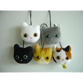にゃんこ ぬいぐるみ ストラップ 全5種 ミケネコ 鈴付 ねこ 猫全5種 1 ロシアンブルー 2 シロ 3 クロ 4 ト