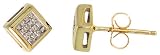 14k Gold Square Stud Diamond Earrings, w/ 0.25 Carat Invisible Set Diamonds, 1/4 (6mm)