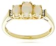 10k Yellow Gold October Birthstone 3-Stone Opal Ring w/ Diamond Accent, Size 7