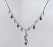Green Peridot/Olive CZ Briolette Y Silver Necklace With Cluster