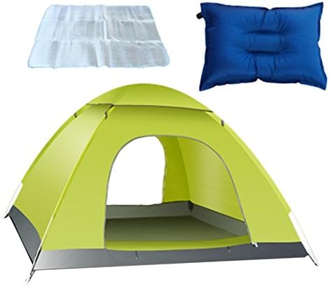 Coface UV-proof Rainning-Proof Family Camping Hiking Tents,Fluorescence Green,,Including 1 Moisture-proof Pad and 1 Inflatable Pillow