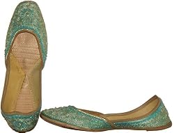 Beaded & Sequin Indian Khussa Belly Dance Shoes for Women Handcrafted Casual Footwear Available in Various Sizes