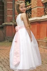 PINK WHITE Wedding FLOWER GIRL DRESS Satin Special Occasion SOPHIAS STYLE 2T-14