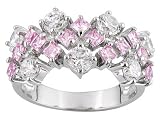 3.62CTW BELLA LUCE PINK AND WHITE DIAMOND SIMULANT STERLING SILVER RING