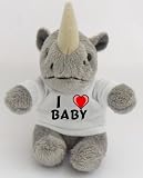 Plüsch Nashorn Schlüsselhalter mit T-shirt mit Aufschrift Ich liebe Baby