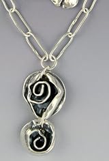 Necklace Oval Chain with Double Rose Drop