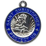 St. Christopher Surf Medal - Large Silver / Blue - B0006N8ZTE