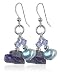 Superb Mother of Pearl, Swarovski Crystal & Natural Stone Sterling Silver Fish Hook Dangle Earrings