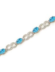 10kt Yellow Gold Oval Blue Topaz and Diamond Bracelet