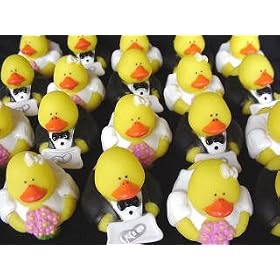 Two dozen (24) Mini Flower Girl & Ring Bearer Wedding Rubber Duck Party Favors